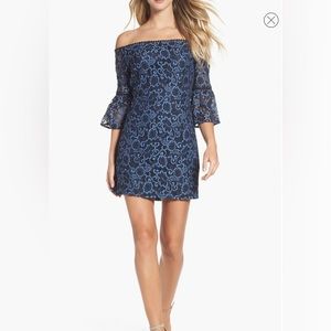 BB DAKOTA | Off the Shoulder Blue Lace Minidress